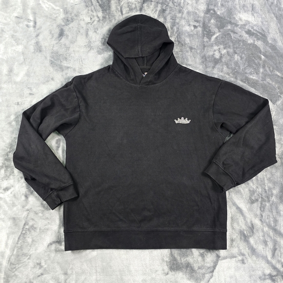 Heads Or Tails Black Graphic Hoodie Mens L Skull Snake Rhinestones - Picture 2 of 12